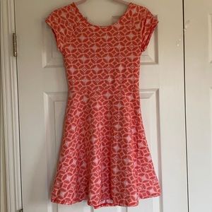 Juniors Orange Patterned Short Sleeve Dress Size L